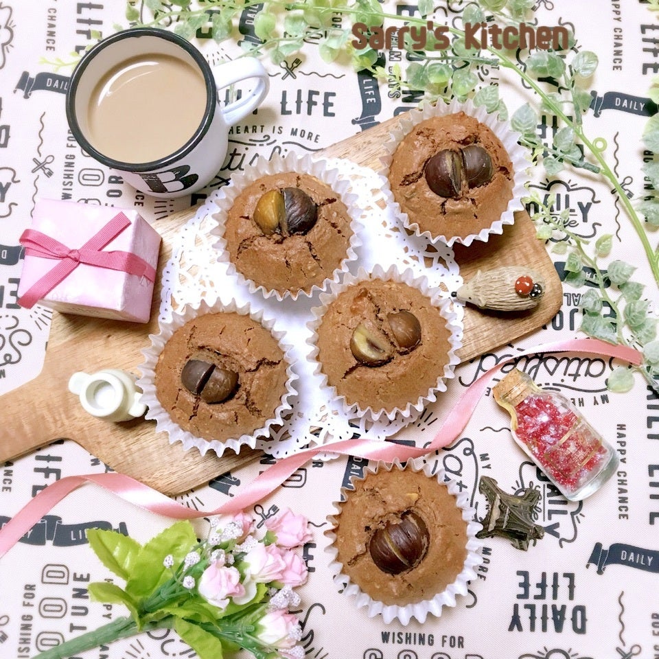 市販の栗とナッツの♡全粒粉マフィン♪