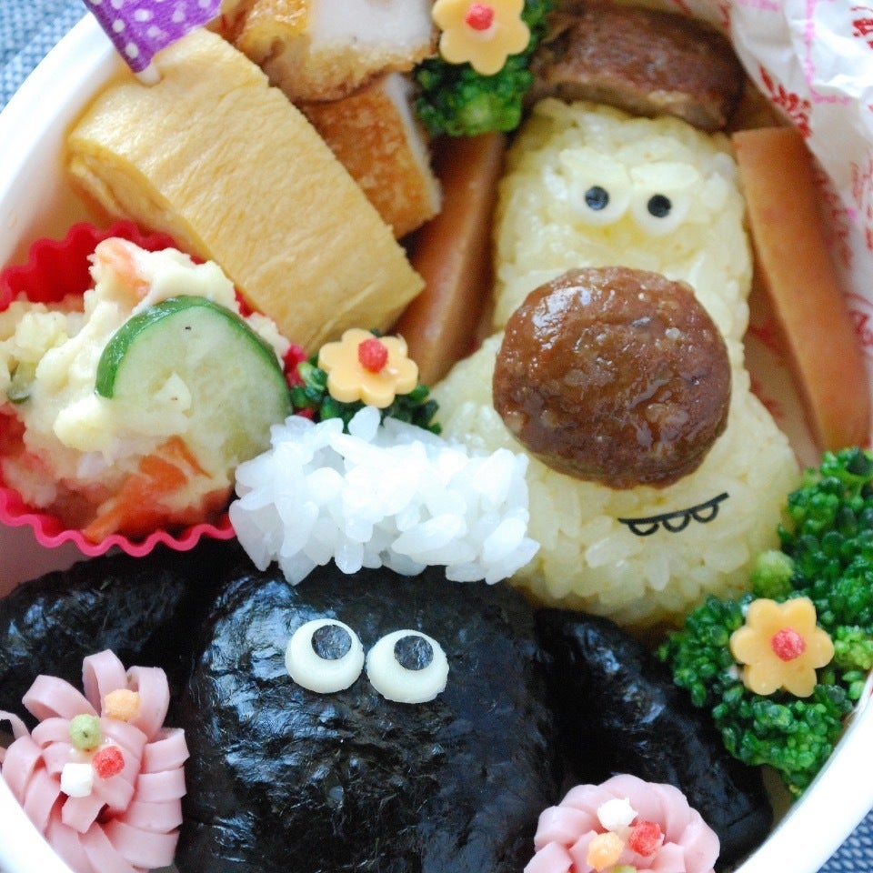 キャラ弁☆ひつじのショーンとビッツァーのおにぎり弁当(中級) | ザッキー☆のキャラ弁LIFE