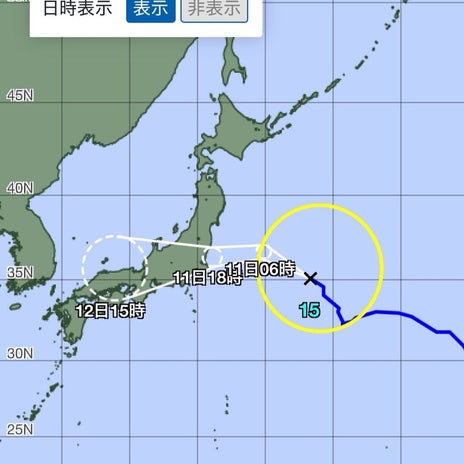 統計史上初となる異例の台風の画像