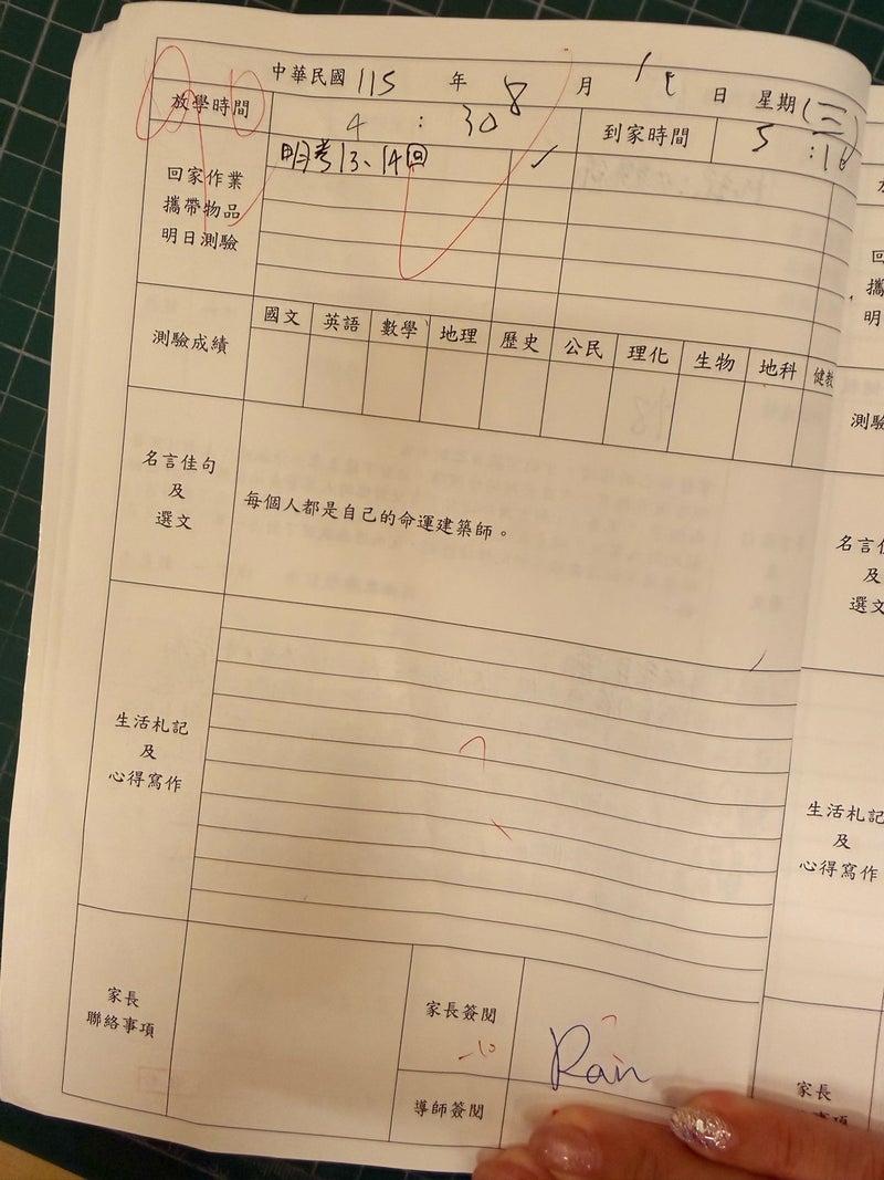 連絡帳の10点減点の原因は私の画像