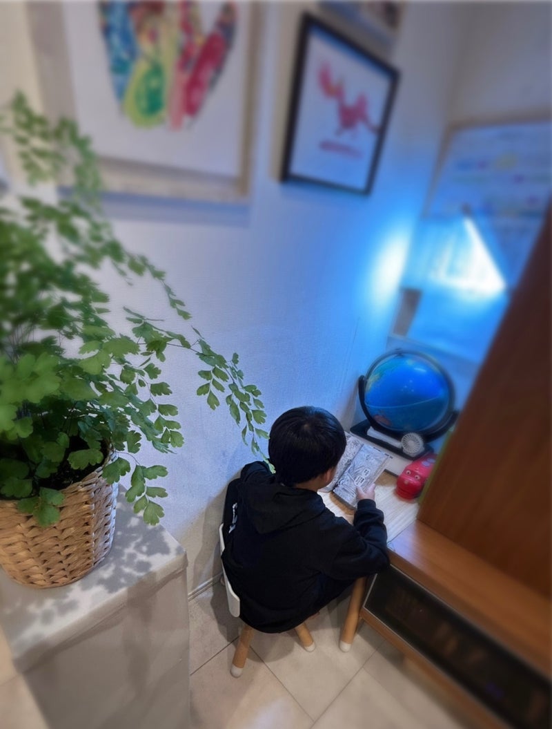 保田圭「秘密基地」で息子が勉強
