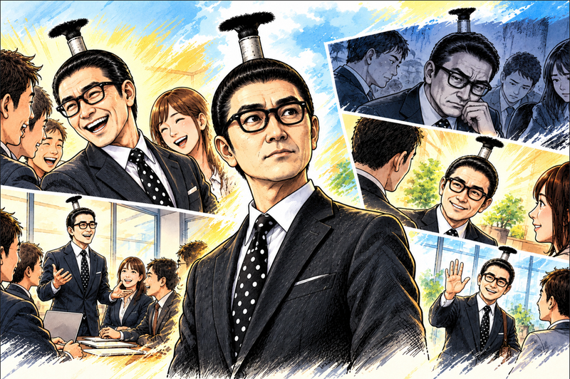 人が集まってくる人の柔らかい表情の画像