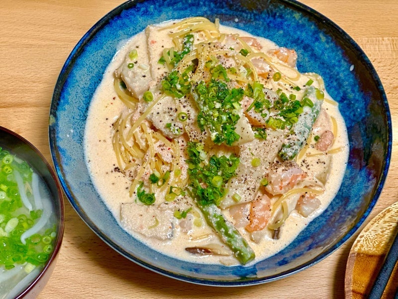 手島優 急いで作ったクリームパスタの画像