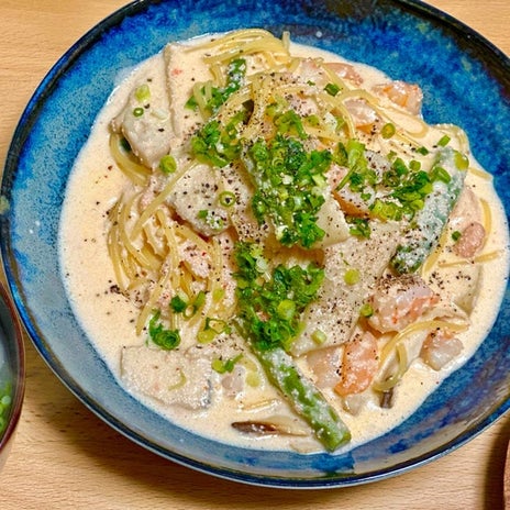手島優 急いで作ったクリームパスタの画像