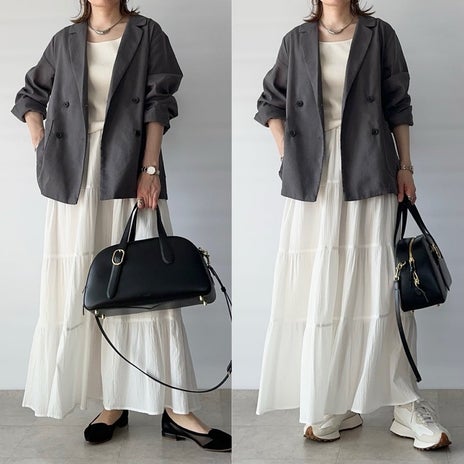 スニーカーで外すティアードスカートの画像