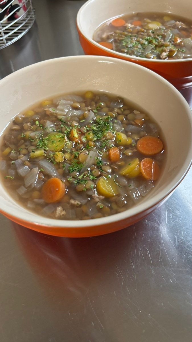 作ったドライパセリ入れたスープ