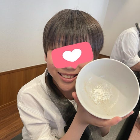 店で珍しくお米完食していた息子の画像