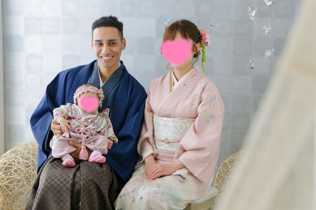 ネイボール 和装して記念写真