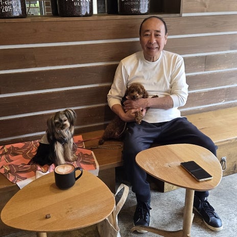 夫とワンちゃんと過ごした楽しい時間の画像