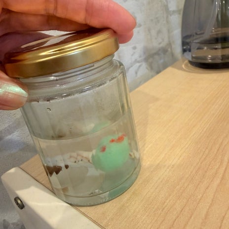 100均商品で我が子が作ったマリモの画像