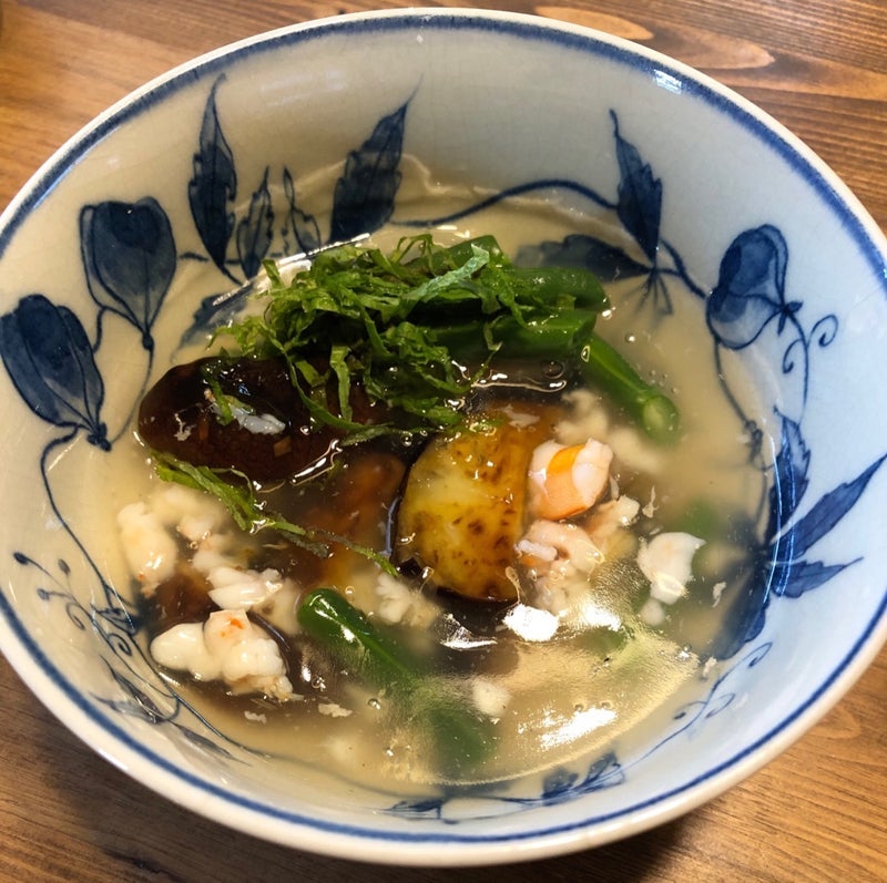 焼きナスに海老の白だしあんの新作の画像