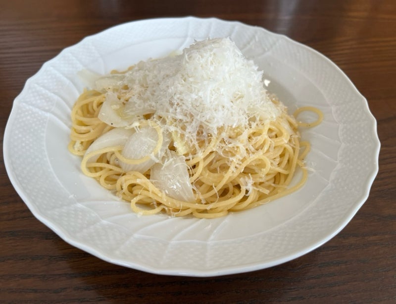だんなさん作新玉ねぎのパスタの画像