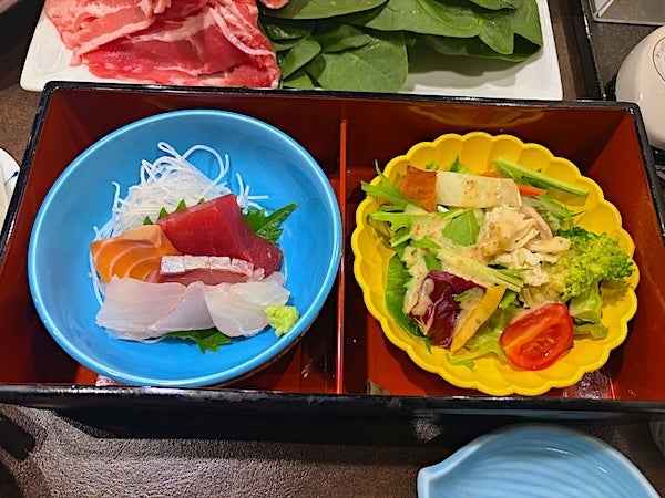 海鮮三昧の中で実力発揮した豚肉の画像