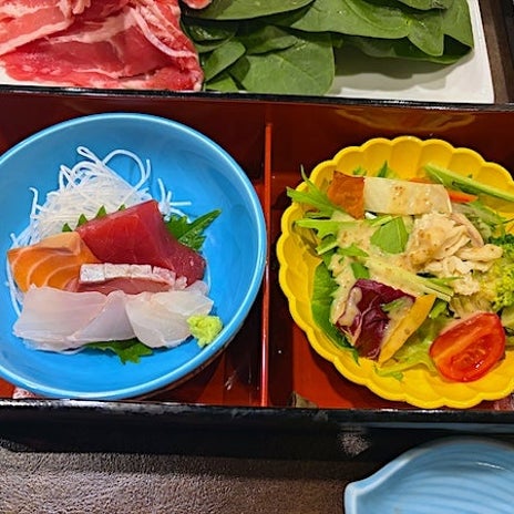 海鮮三昧の中で実力発揮した豚肉の画像