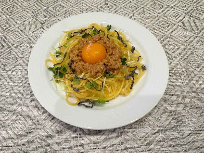 堀ちえみの夫 今朝の納豆スパゲッティの画像