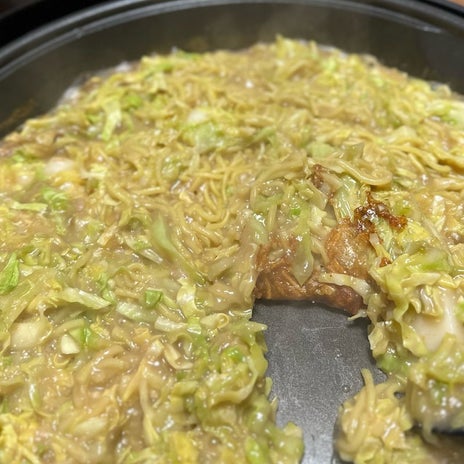 ホットプレートでもんじゃ焼きの画像