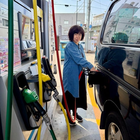 広島へ出発する前の満タン給油の画像