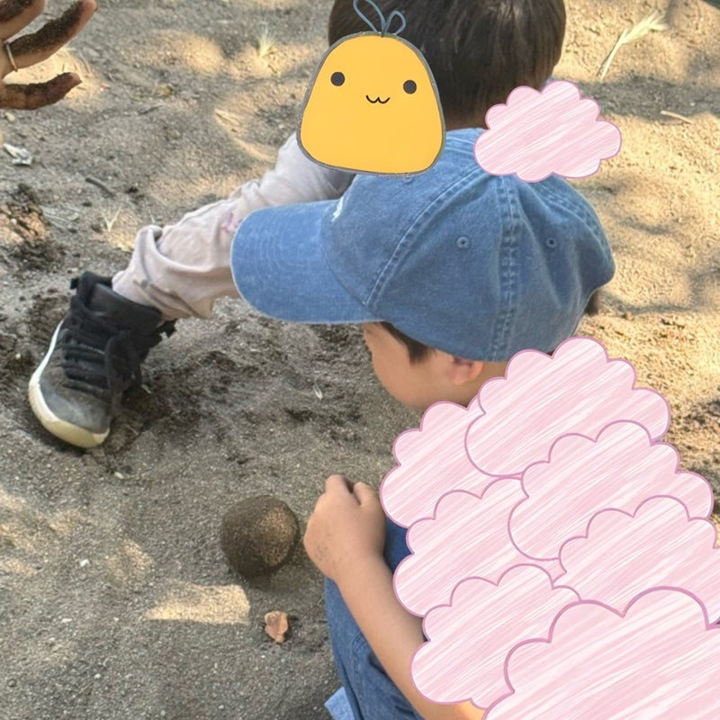 だいた 上達して喜ぶ息子の砂遊びの画像