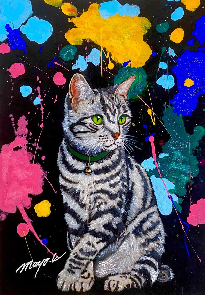 川崎麻世 愛猫の絵を美術展へ出展の画像