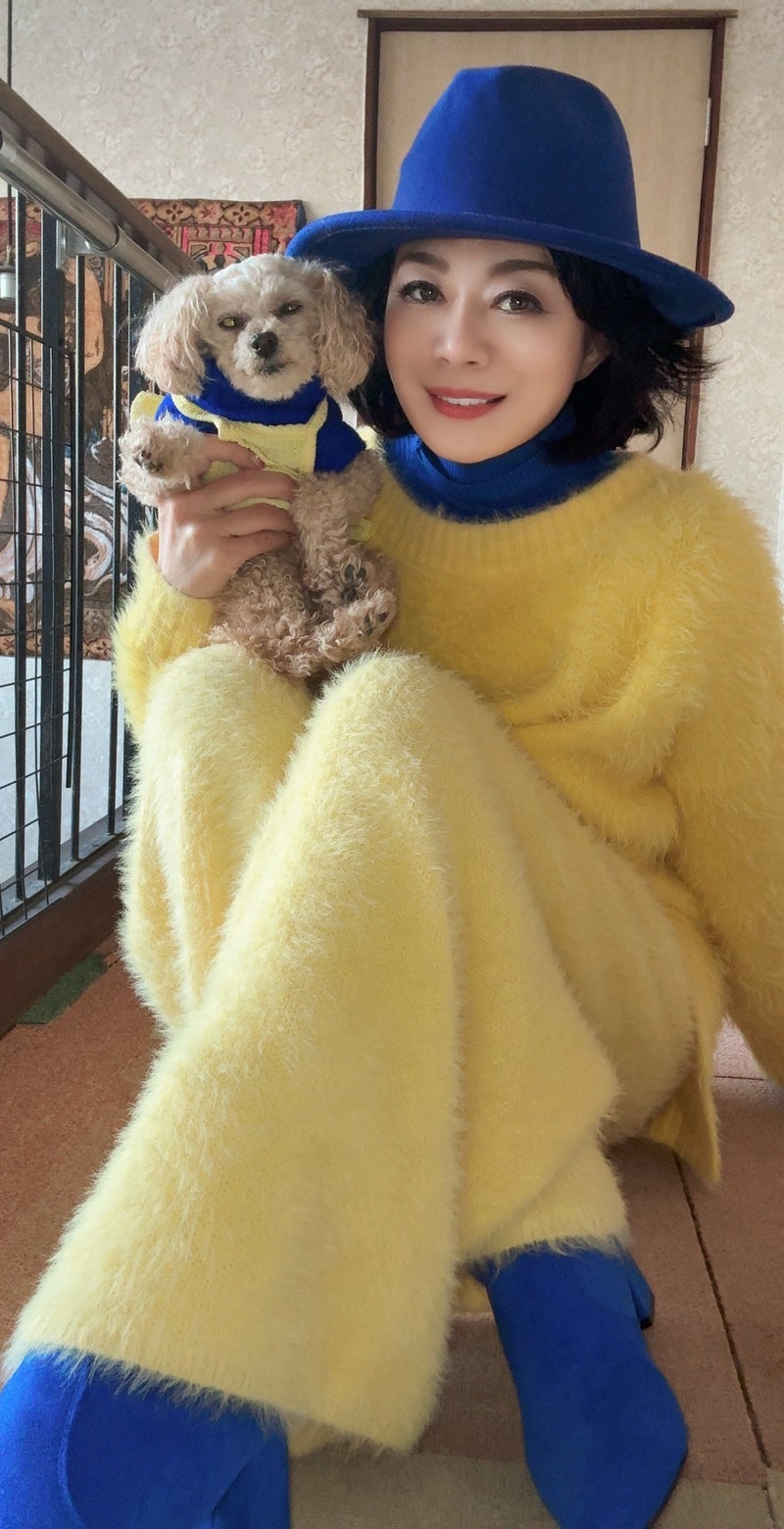 慌てて部屋着のまま愛犬とお散歩の画像