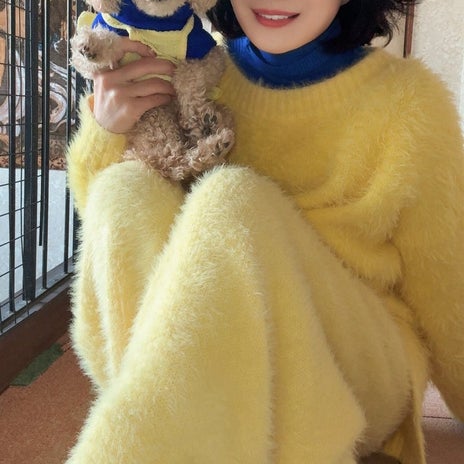 慌てて部屋着のまま愛犬とお散歩の画像