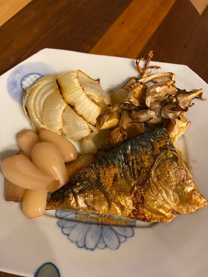 生鯖の残りを焼いただけの晩ご飯の画像