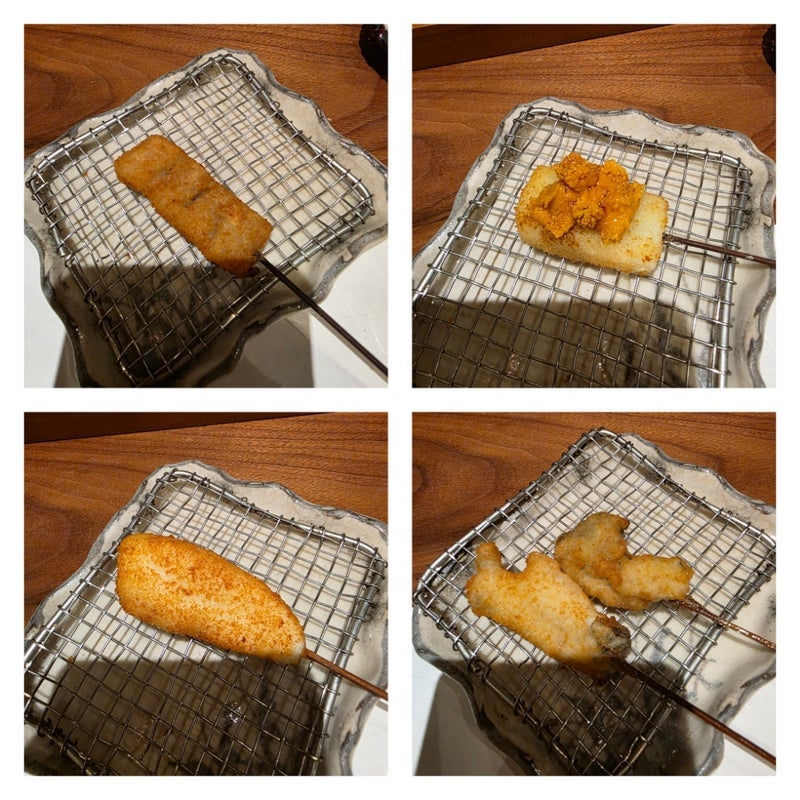 工夫を凝らした色々な味の串揚げの画像