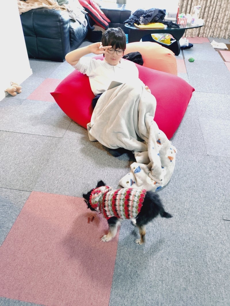 山田花子 おやつを貰った愛犬の画像