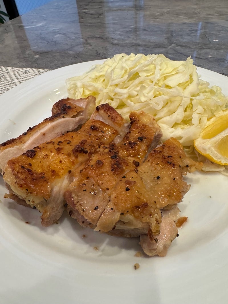 堀ちえみの夫 朝食のチキンステーキの画像