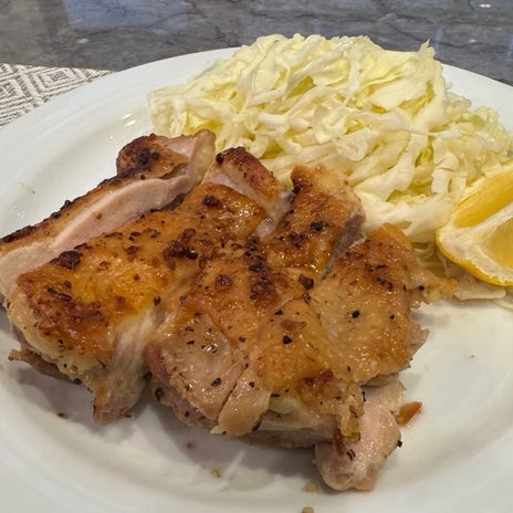 堀ちえみの夫 朝食のチキンステーキの画像