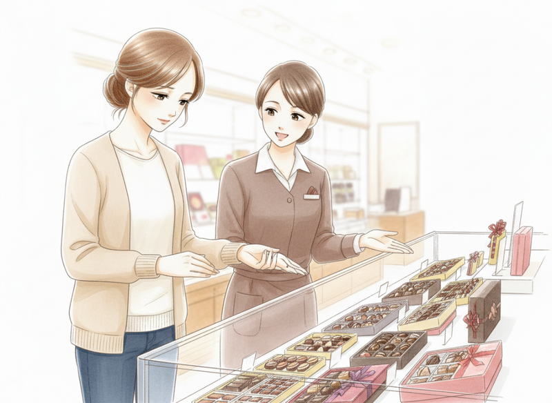 ベビーがいて見送る百貨店のチョコの画像
