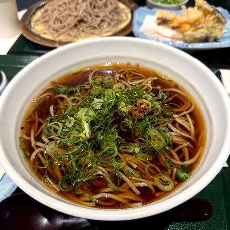 北斗晶 空港で食べた追加ネギの蕎麦の画像