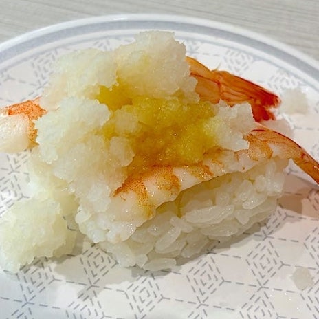 はま寿司の秀逸な肉寿司とデザートの画像