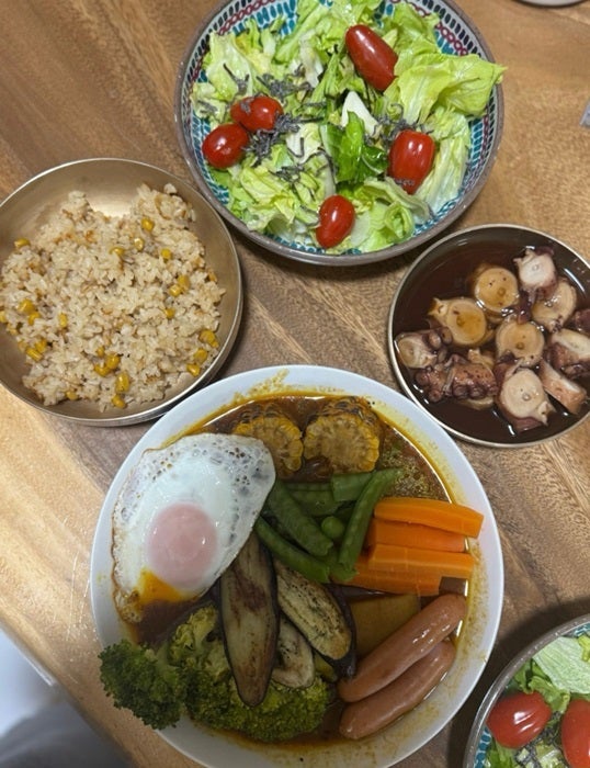 野菜盛りチキンスープカレー
