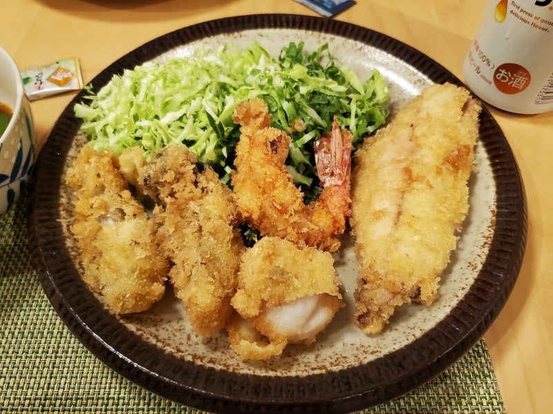 刺身で食べられるアジの海鮮フライの画像