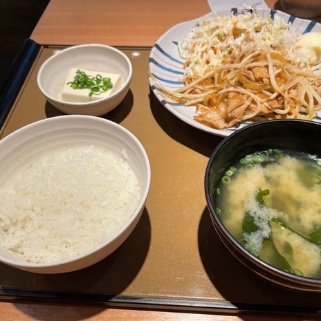 大好きな豚のしょうが焼きの定食の画像