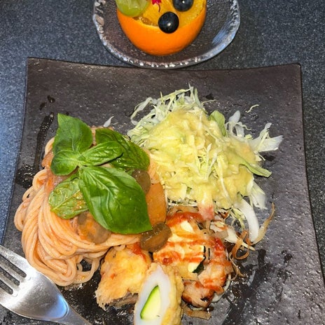残ったソースでパスタも作った料理の画像