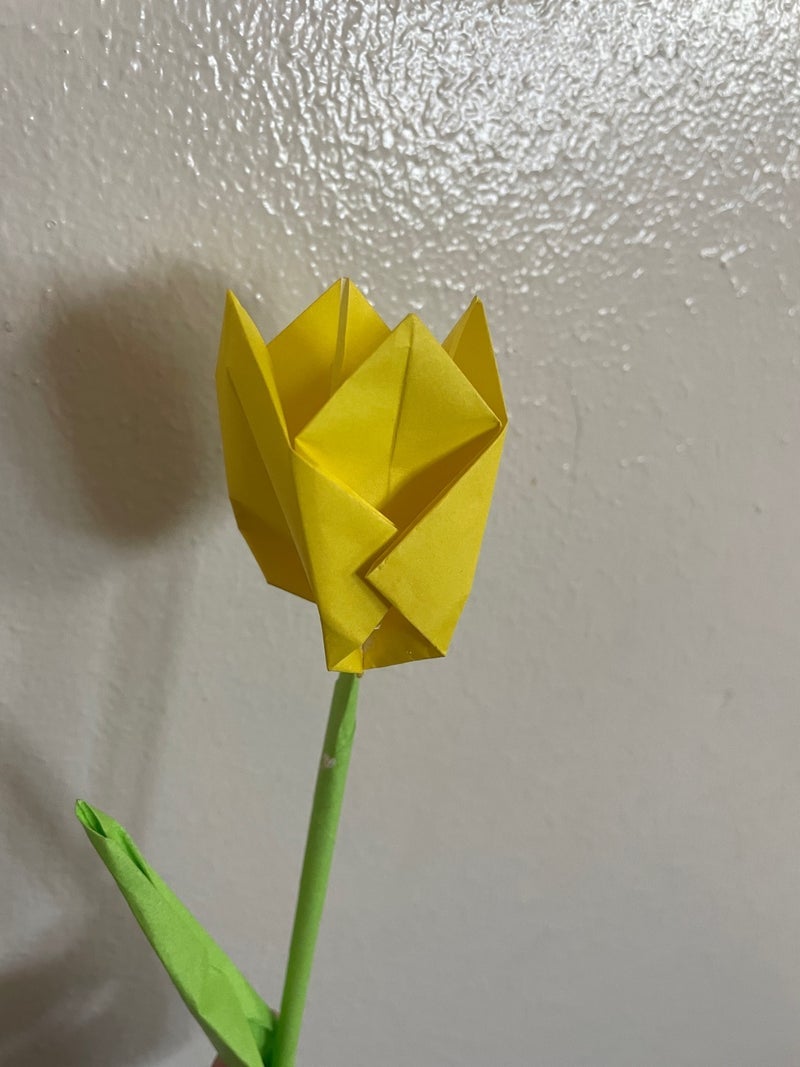 次女が一人で折った折り紙の花束の画像