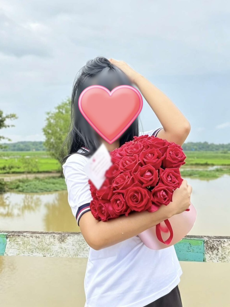 海外の彼女に届けたバラの花束の画像