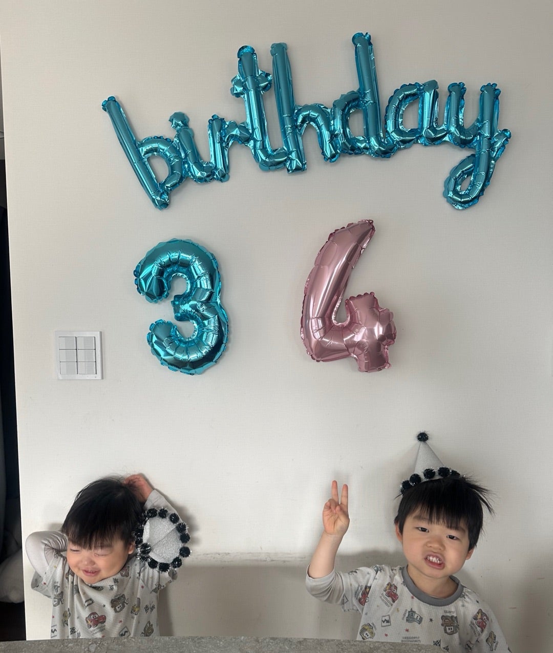 桃 誕生日が同じな長男と次男